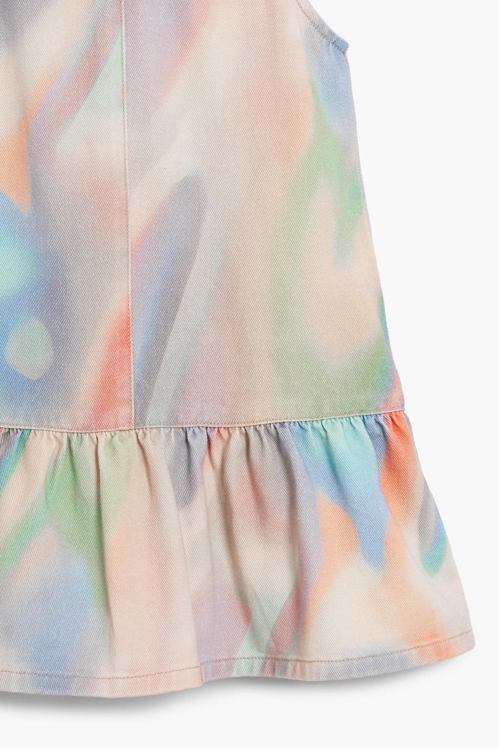 Lichtroze, blauw en groene meisjes Desigual A-lijn jurk van katoen met meerkleurige print en V-hals