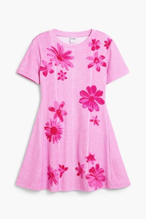 gebloemde A-lijn jurk roze