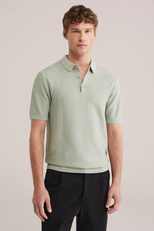 regular polo met ingebreid patroon groen
