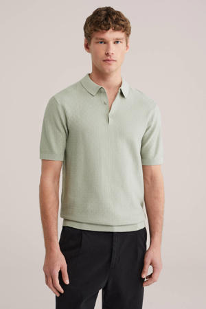 regular polo met ingebreid patroon groen