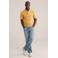 WE Fashion regular polo met ingebreid patroon geel