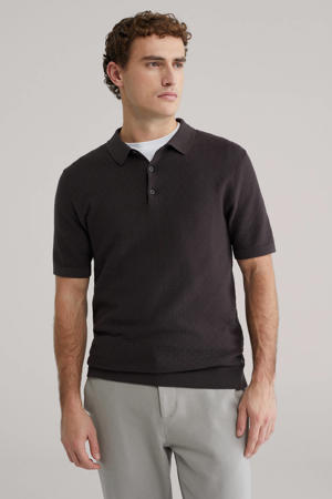 regular polo met ingebreid patroon bruin