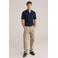 WE Fashion regular polo met ingebreid patroon donkerblauw