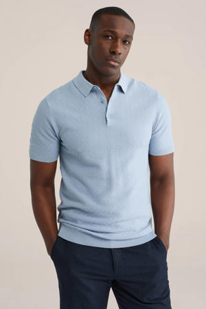 regular polo met ingebreid patroon blauw