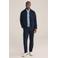 WE Fashion regular polo met ingebreid patroon blauw