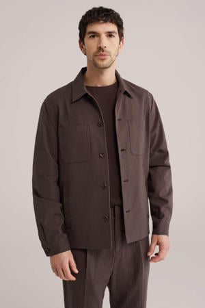 gestreepte overshirt bruin