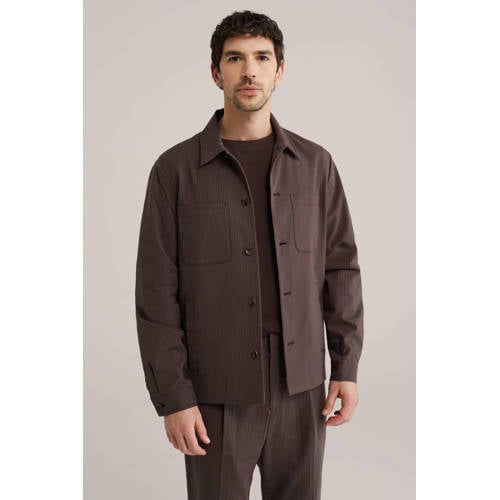 WE Fashion gestreepte overshirt bruin afbeelding