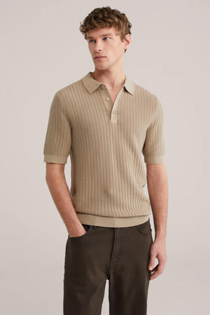 regular polo met ingebreid patroon beige