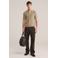 WE Fashion regular polo met ingebreid patroon beige