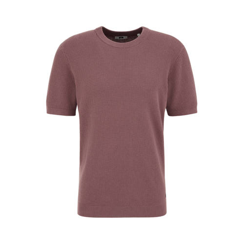 WE Fashion regular T-shirt met ingebreid patroon rood afbeelding