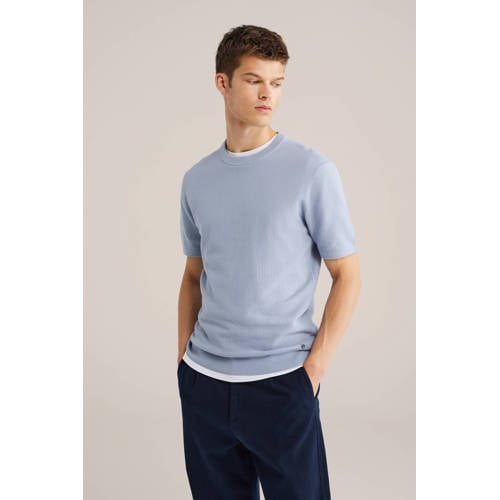 WE Fashion regular T-shirt met ingebreid patroon afbeelding