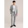 WE Fashion gestreepte colbert met linnen grijs