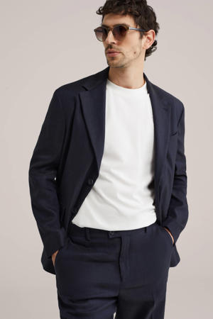 colbert met linnen donkerblauw
