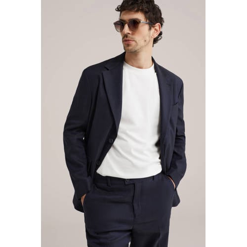 WE Fashion colbert met linnen donkerblauw afbeelding
