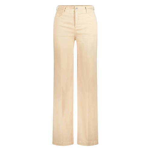 gardeur denim wide leg regular waist broek beige afbeelding