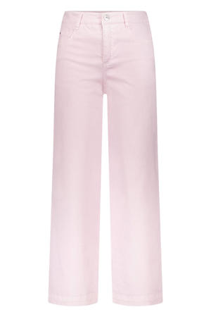 high waist wide leg jeans met krijtstreep roze