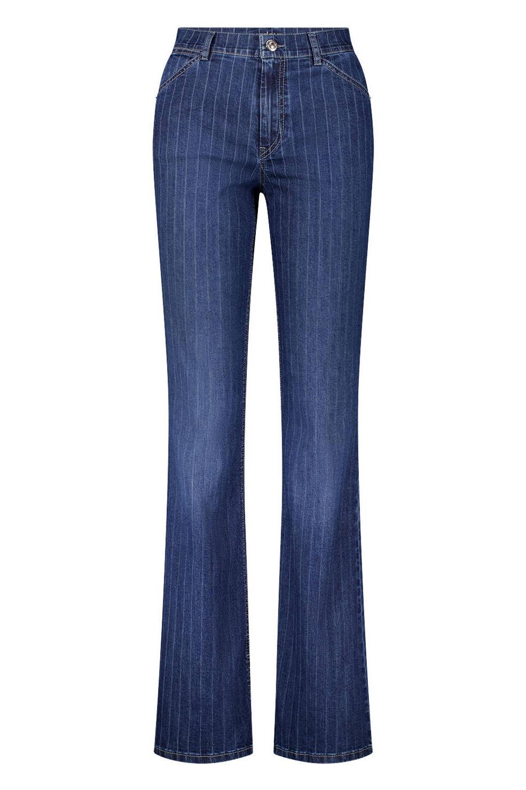 Dark blue denim dames gardeur flared jeans dark blue van denim met rits- en knoopsluiting en effen