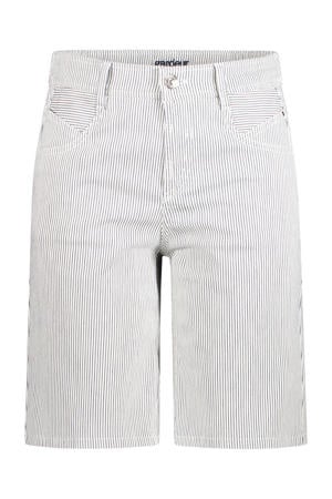 denim slim regular waist bermuda short met krijtstreep blauw