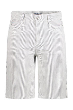 denim slim regular waist bermuda short met krijtstreep blauw