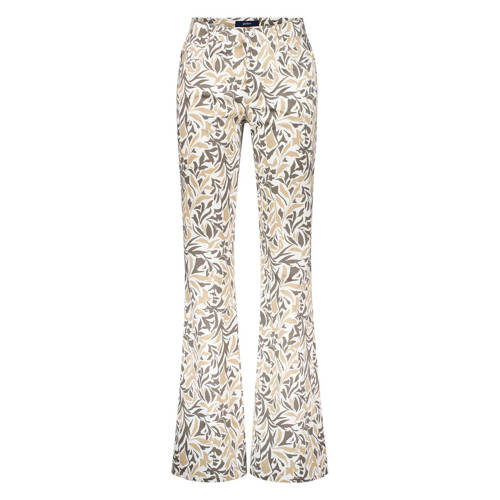 gardeur denim regular waist flared broek beige afbeelding
