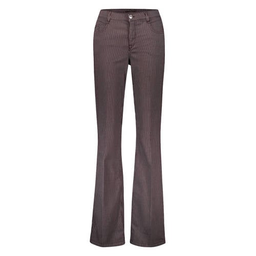 gardeur flared jeans met krijtstreep donkerbruin afbeelding
