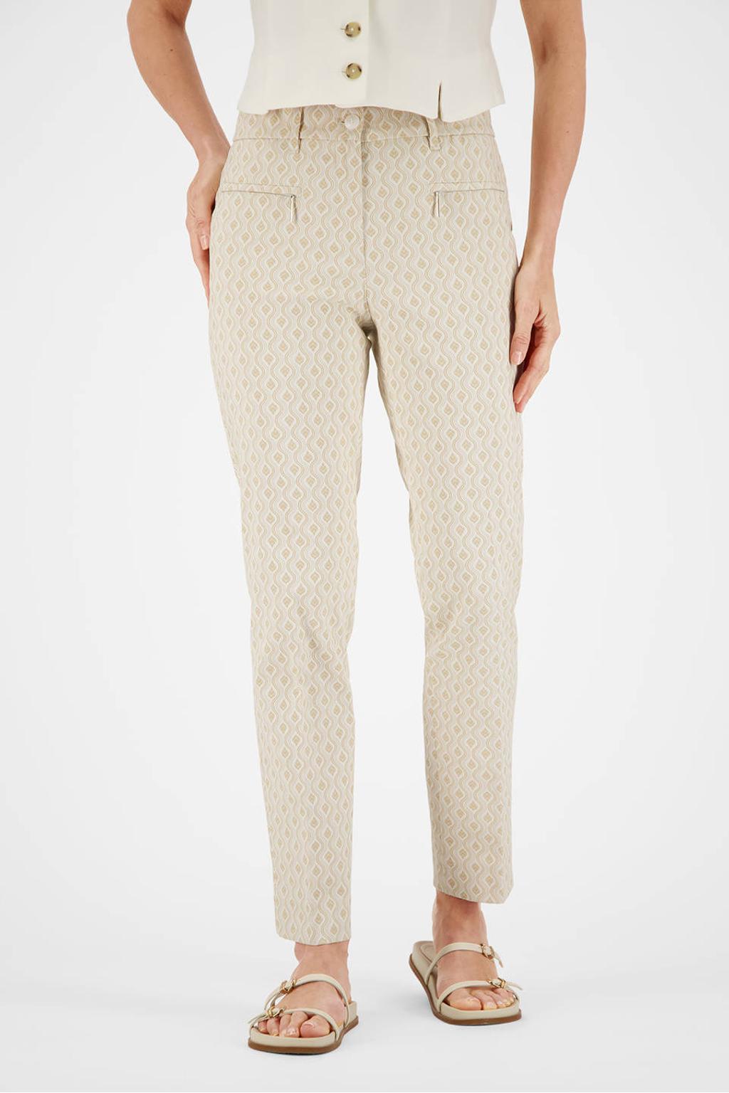 Beige en ecru dames gardeur slim regular waist broek van denim