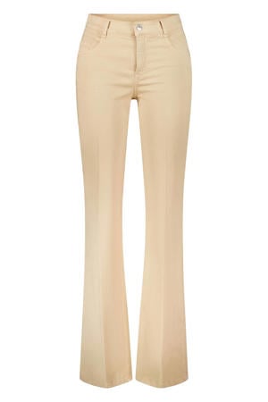denim regular waist flared broek beige