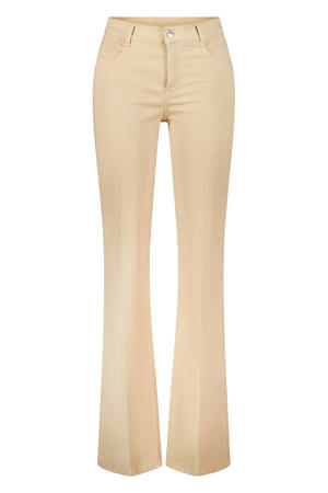 denim regular waist flared broek beige