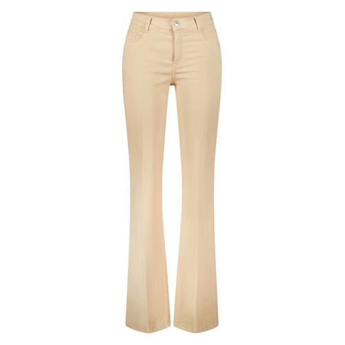 gardeur denim regular waist flared broek beige afbeelding