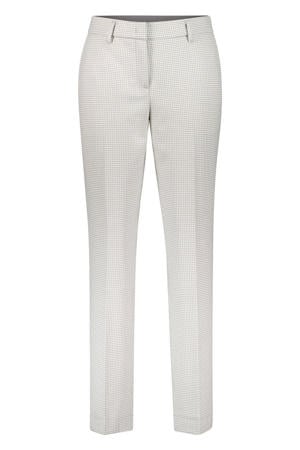 slim regular waist geruite broek lichtgrijs