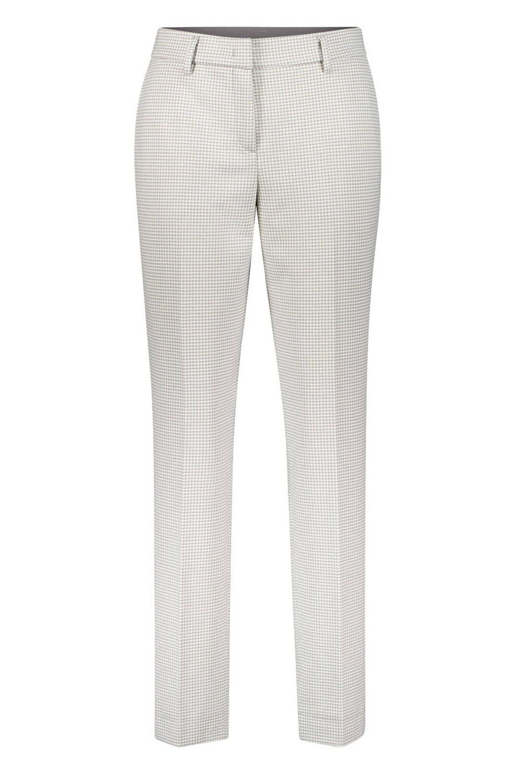 Lichtgrijze dames gardeur slim regular waist geruite broek van polyester
