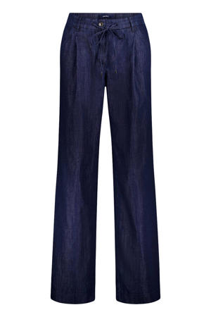 wide leg broek dark blue denim