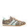POSH by Poelman Maxine sneakers met panterprint beige/zwart/lichtblauw