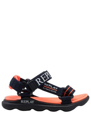 sandalen donkerblauw/oranje