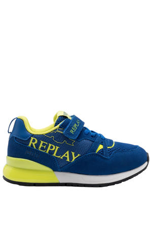 Shoot JR suede sneakers koningsblauw /neon geel