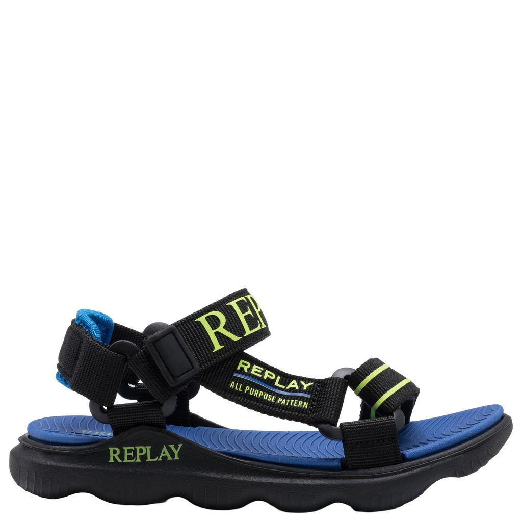 Zwart, groen en blauwe jongens REPLAY sandalen van 100% polyester met klittenband