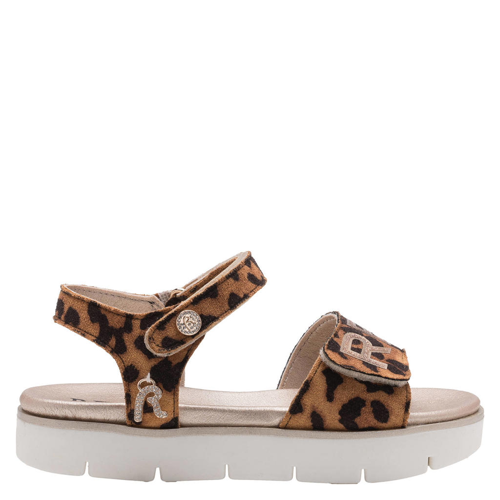 Bruine meisjes REPLAY sandalen van 100% micro fiber (polyester) met klittenband en panterprint