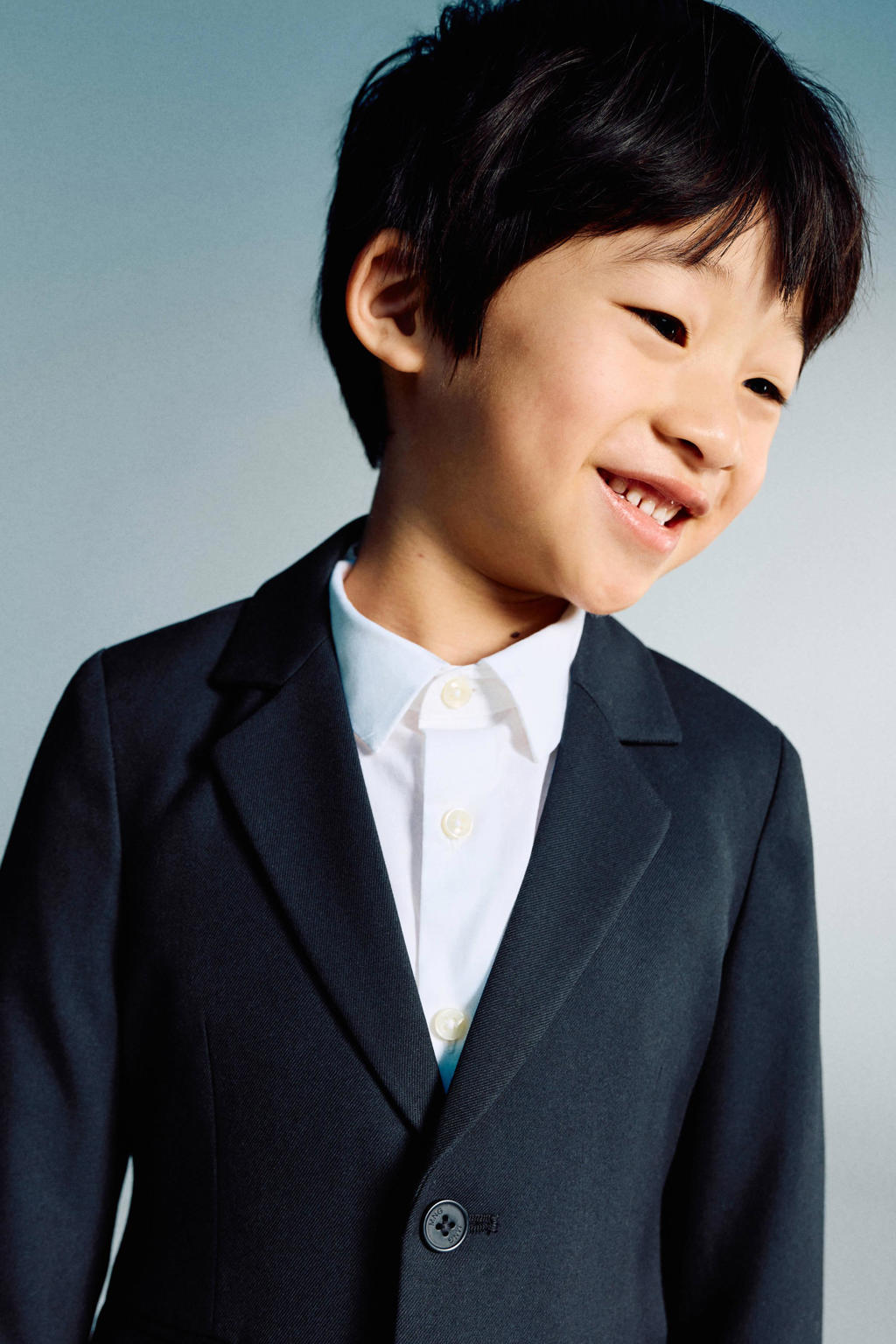 Marineblauw jongens Mango Kids colbert blauw van polyester met effen, lange mouwen, reverskraag en knoopsluiting