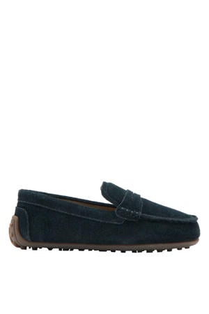 leren instappers blauw