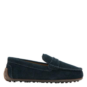 leren instappers blauw