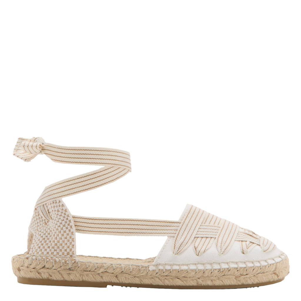 Naturel en witte meisjes Mango Kids sandalen van 100% katoen met striksluiting