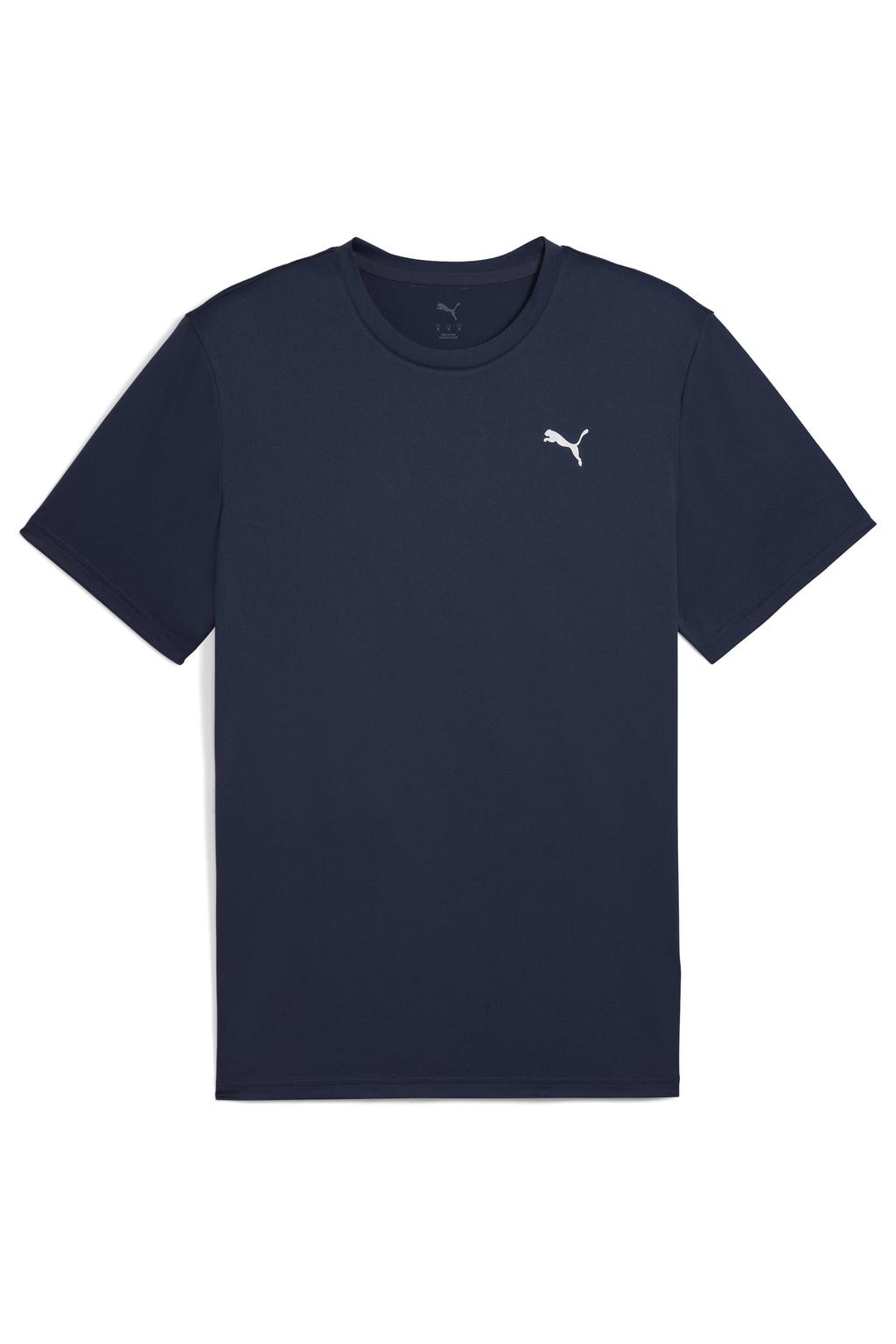 Donkerblauwe heren Puma sportshirt Tad Essentials van polyester met korte mouwen en ronde hals