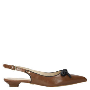 New-fabia leren loafers met strikje bruin