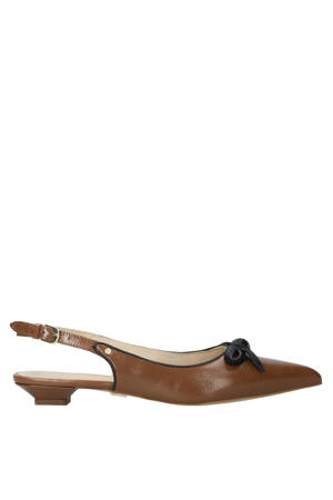New-fabia leren loafers met strikje bruin