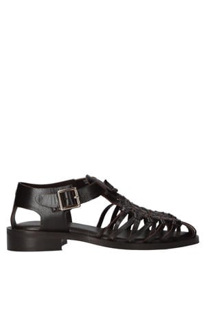 Next-wagon leren sandalen donkerbruin