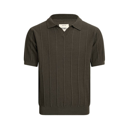 Redefined Rebel regular polo met ingebreid patroon donkergroen afbeelding