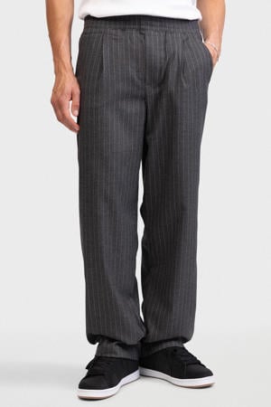 relaxed casual broek met krijtstreep grijs