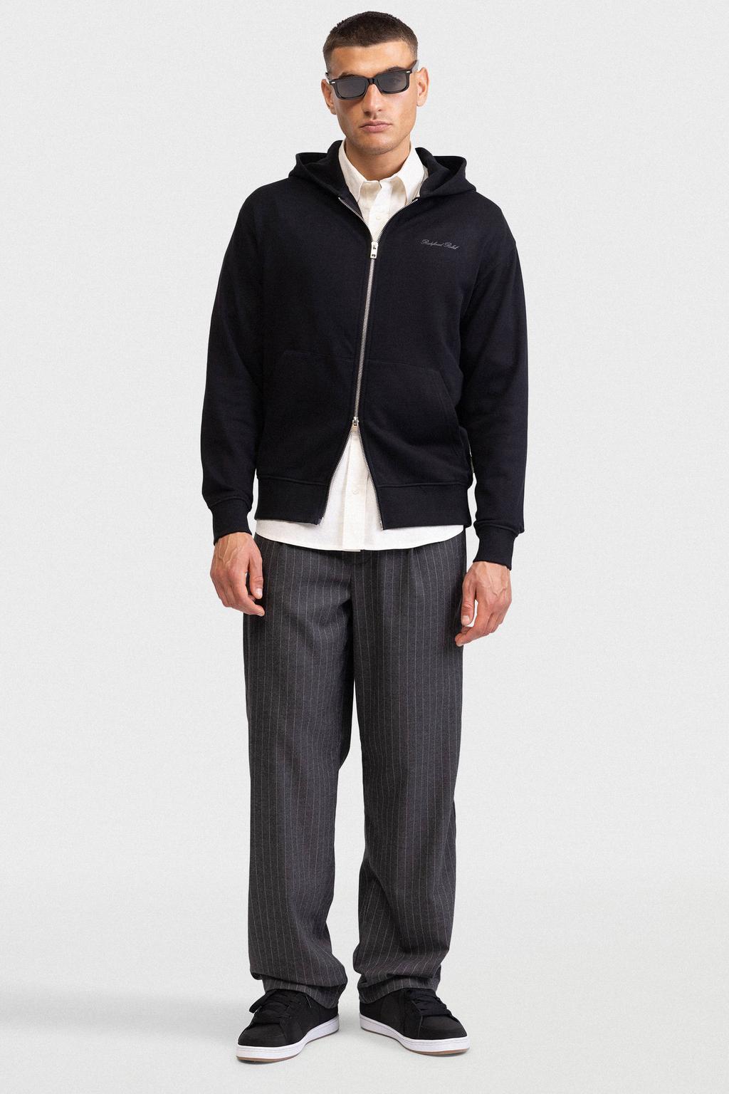 Redefined Rebel relaxed casual broek met krijtstreep grijs