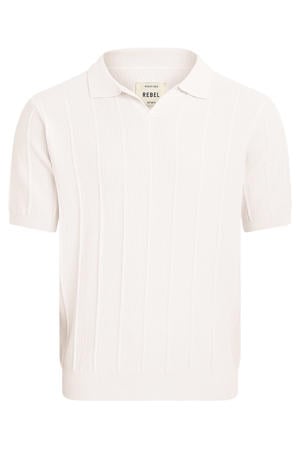 regular polo met ingebreid patroon ecru