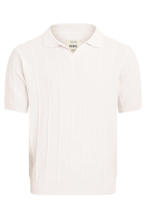 regular polo met ingebreid patroon ecru